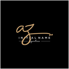 Letter AZ Signature Logo Template Vector