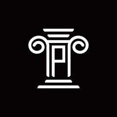 P monogram logo with pillar style design template