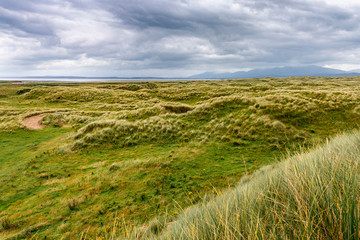 Dunes at Inch Beach on Castlemaine Harbor in Ireland