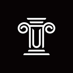 U monogram logo with pillar style design template