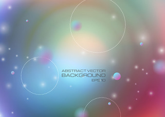 Abstract circles with lighting on blurred colors background