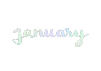 January hand lettering with pastel colors