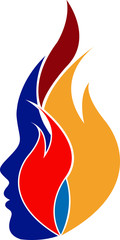 colourful flame face logo