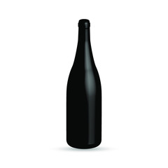 Vector illustration of Vine Bottle isolated on White background, 3D Rendering
