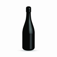 Vector illustration of Vine Bottle isolated on White background, 3D Rendering