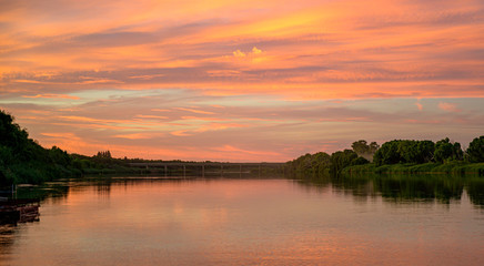 Fototapeta na wymiar Orange River Sunset in South Africa , Free State