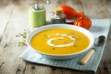Homemade pumpkin carrot soup