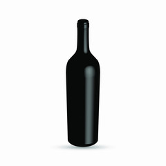 Vector illustration of Vine Bottle isolated on White background, 3D Rendering
