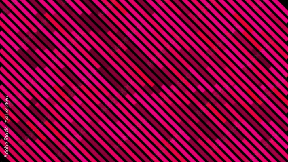 Poster abstract motion background with diagonal pink lines isolated on black background, seamless loop. ani