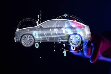 digital car technology smart in virtuel room
