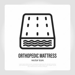 Orthopedic mattress thin line icon. Vector illustration of equipment for healthy and comfort sleep.