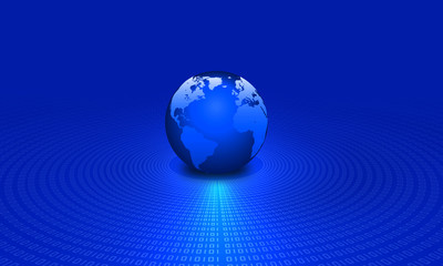 3d drawing of a blue binary globe