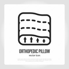 Orthopedic pillow thin line icon. Foam cushion. Vector illustration.