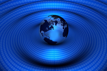 3d drawing of a blue binary globe