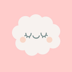 Cute cloud with closed eyes
