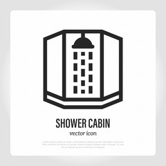 Shower cabin thin line icon. Bathroom element. Vector illustration.