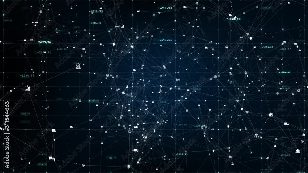 Poster technology network data connection, digital network and cyber security concept.