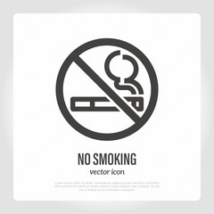 No smoking sign. Thin line icon of smoking prohibition. Vector illustration.