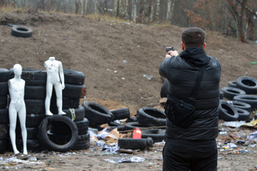 Unformal shooting range near Kiev.  Kiev Region, Ukraine