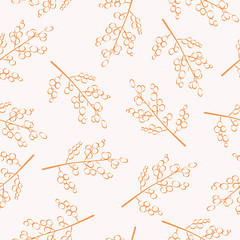 Seamless pattern outline sea buckthorn berries