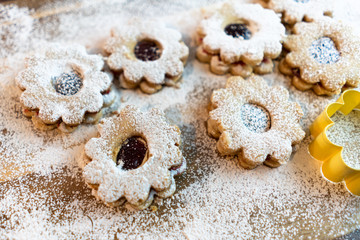 Obraz na płótnie Canvas Homemade cookies with icing sugar