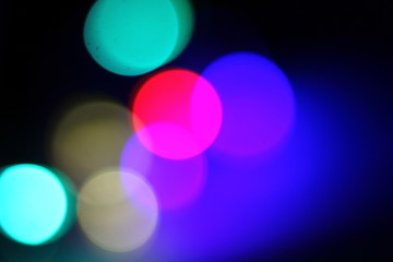 Out of focus of lights like traffic or decoration lights, lamps. Led. Abstract.