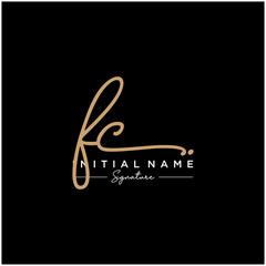 Letter FC Signature Logo Template Vector