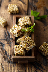 Healthy bars with seeds and honey