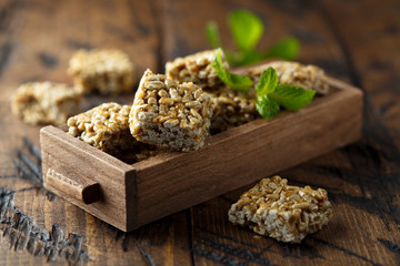 Healthy bars with seeds and honey