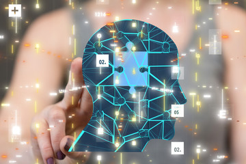 Human head cyber mind digital technology