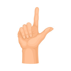 Detailed Hand Making Attention Gesture Isolated on White Background Vector Element