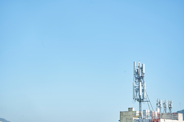 4G and 5G cellular Base Station  Base Transceiver Station. Telecommunication tower.,communication technology,wireless  technology