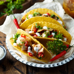 Homemade chicken chili taco