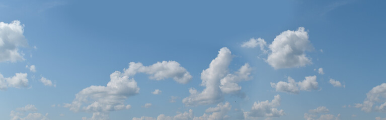 panoramic blue sky background with white clouds