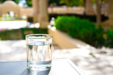 glass of water on table