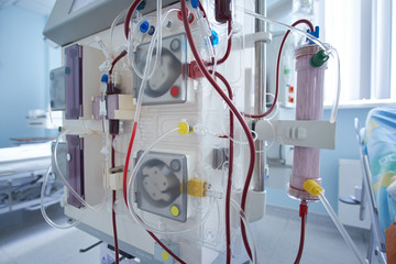 Working hemofiltration machine close up