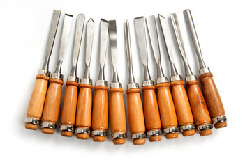 wooden carpenters chisel tools