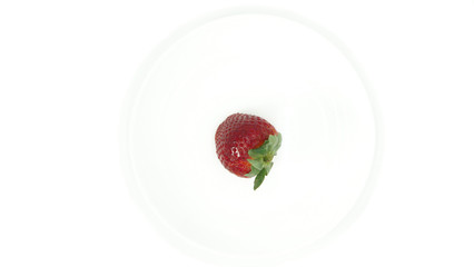 Large, ripe strawberries. Isolated. Juicy dessert, healthy vegetarian food. Bright, colorful breakfast. Strawberries on a white plate, isolated background. Organic, natural food.