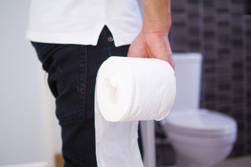 Men have contraction and stomach pain. diarrhea concept