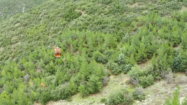 Orange teleferics in Denizli Turkey