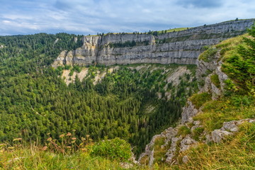 Fototapeta na wymiar Famous cliff Creux du Van at Neuchatel, Switzerland, HDR