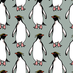 Hand drawn penguin pattern