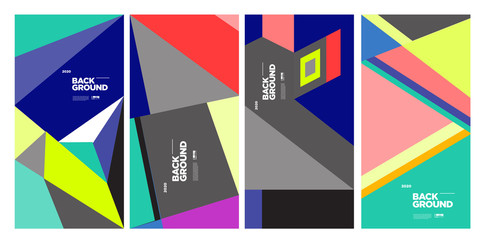 Cover and Poster Design Template for Magazine. Trendy Abstract Colorful Geometric and Curve Vector Illustration Collage with Typography for Cover, book, social media story, and Page Layout Design.