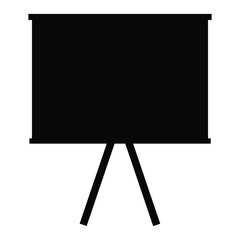 A black and white silhouette of an art easel