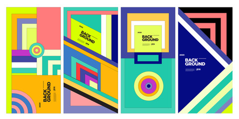 Cover and Poster Design Template for Magazine. Trendy Abstract Colorful Geometric and Curve Vector Illustration Collage with Typography for Cover, book, social media story, and Page Layout Design.