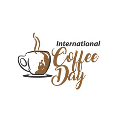 International coffee day hand drawn vector illustration and lettering. Isolated on white background.