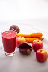 Apple, Carrot, Beetroot juice with juice mixer