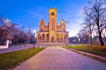 Fototapeta na wymiar Church of Saint Mark in Belgrade dawn view