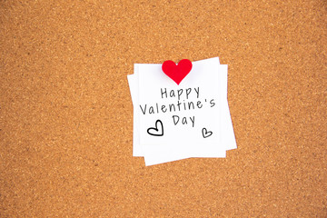 valentine's day note on cork board