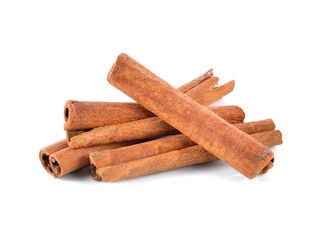 Cinnamon on white background